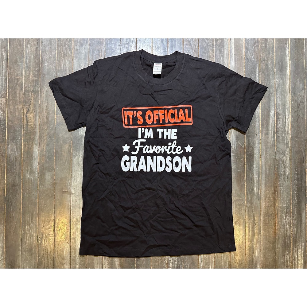 HALOO Mens Favorite Grandson Graphic T-Shirt Black Short Sleeve Cotton Tee